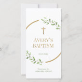 水彩リース金ゴールドクロスバプティスブックマーク サンキューカード (正面)