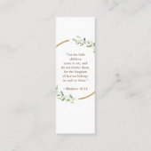 水彩リース金ゴールドクロスバプティスブックマーク スキニー名刺 (裏面)