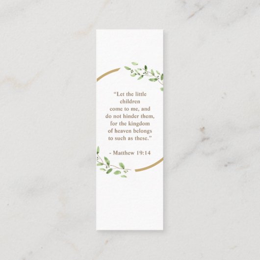 水彩リース金ゴールドクロスバプティスブックマーク スキニー名刺 (裏面)