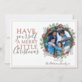 水彩リース1フォトクリスマスホリデーカード シーズンカード (正面)