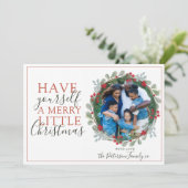 水彩リース1フォトクリスマスホリデーカード シーズンカード (スタンド正面)