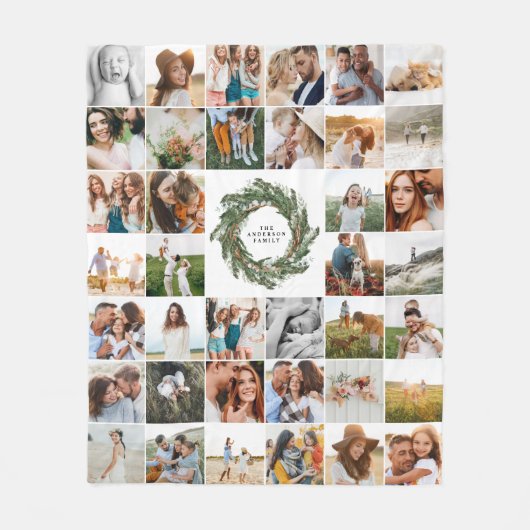 水彩リース38エレガント枚の写真ファモダンミリ フリースブランケット (正面)