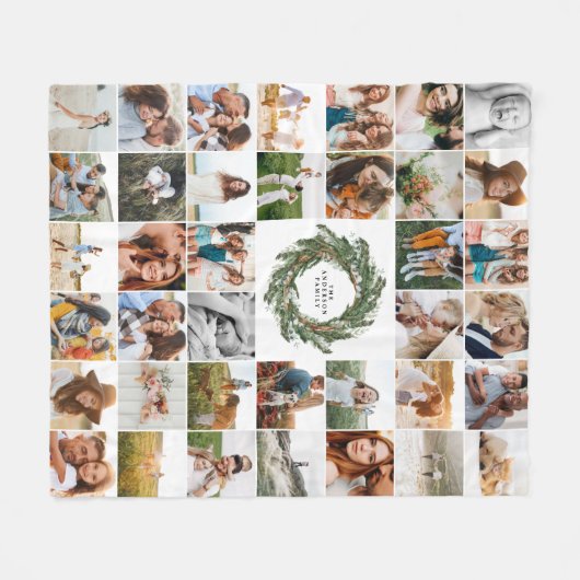 水彩リース38エレガント枚の写真ファモダンミリ フリースブランケット (正面(横))