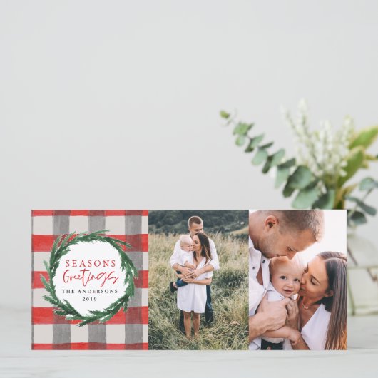 水彩リース+クリスマスストライプの休日の写真 (スタンド正面)