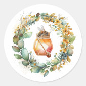 水彩リース&ハニージャー ラウンドシール (正面)