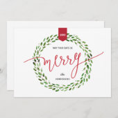 水彩リース | モダン休日の写真なし シーズンカード (正面/裏面)