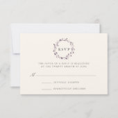 水彩リースRSVPカード |プラム 出欠カード (正面)