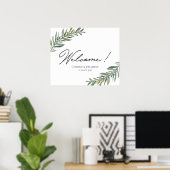 水彩リーフのウェルカムサイン ポスター (ホームオフィス)
