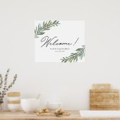 水彩リーフのウェルカムサイン ポスター (キッチン)