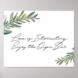 水彩リーフオープンバー標識 ポスター