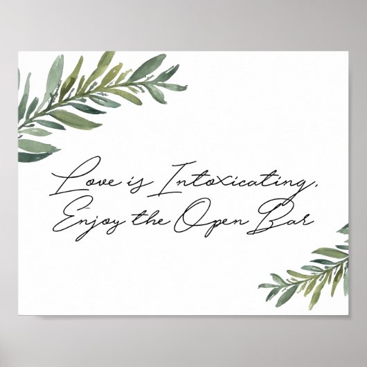 水彩リーフオープンバー標識 ポスター (正面)