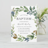 水彩リーフリースモダンバプテスマ《キリスト教》洗礼式や命名式 招待状 (スタンド正面)