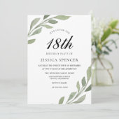 水彩リーフ女性メンズ18誕生日招待状 招待状 (スタンド正面)