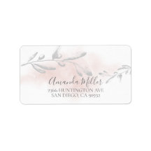 水彩リーフ差出人住所ラベル