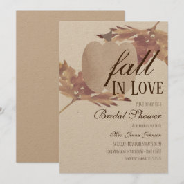 水彩リーフ秋カボチャブライダルシャワー 素朴 招待状