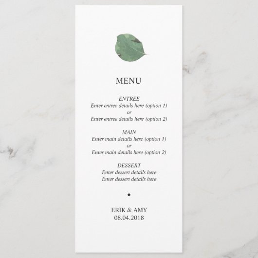水彩リーフ結婚のメニュー メニュー (正面)