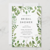 水彩リーフ縁どフレームブライダルシャワー 招待状 (正面)