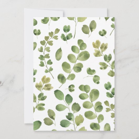 水彩リーフ縁どフレームブライダルシャワー 招待状 (裏面)