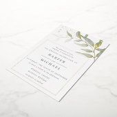水彩リーフ金ゴールドきらめく結婚のフォイルinvitati 箔招待状 (回転した状態)