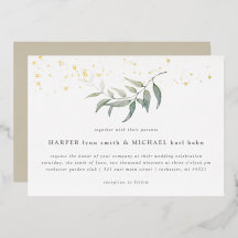 水彩リーフ金ゴールドきらめく結婚のフォイルinvitati