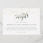 水彩リーフ金ゴールドきらめく結婚のフォイルinvitati 箔招待状 (正面)