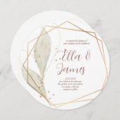 水彩リーフ金ゴールド結婚式招待状 招待状 (正面/裏面)