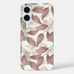 水彩リーフ電話ケース iPhone 16ケース