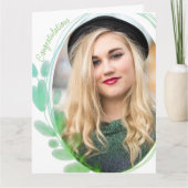 水彩リーフ額写真撮影おめでとう カード (正面)