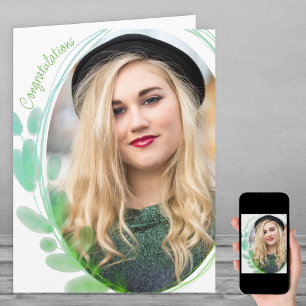 水彩リーフ額写真撮影おめでとう カード