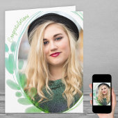 水彩リーフ額写真撮影おめでとう カード