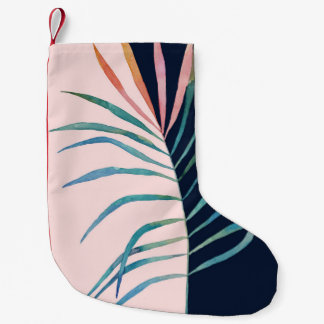 水彩リーフ、抽象芸術自然プリント。 スモールクリスマスストッキング