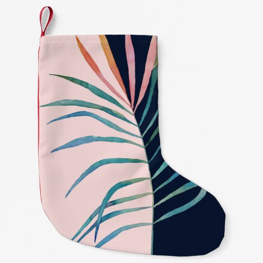 水彩リーフ、抽象芸術自然プリント。 スモールクリスマスストッキング (正面)