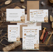 水彩リールおもしろい魚釣りベビーシャワー サンキューカード