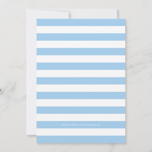 水彩ルアウ（ハワイ式宴会）ベビーシャワー招待状|青 招待状 (裏面)