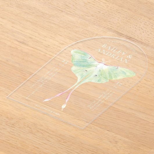 水彩ルナモス結婚ズ アクリル招待状 (レイダウン)