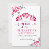 水彩ルビーシザジェム誕生日招待状 招待状 (正面)
