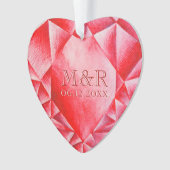 水彩ルビーハート40周年結婚を迎える オーナメント (正面)