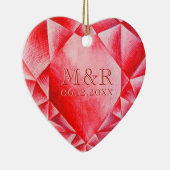 水彩ルビーハート40周年結婚を迎える セラミックオーナメント (右)