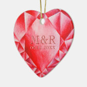 水彩ルビーハート40周年結婚を迎える セラミックオーナメント (左)