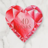 水彩ルビーハート40周年結婚を迎える フェイバータグ (裏面)