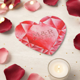 水彩ルビーハート40周年結婚を迎える ペーパーコースター