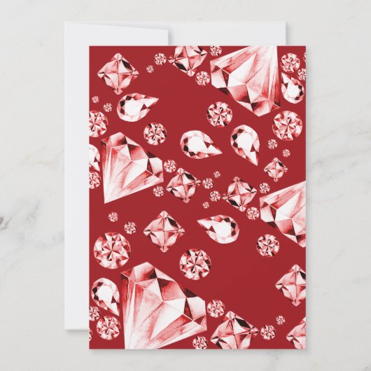水彩ルビー彼女は宝石の誕生日 招待状 (裏面)