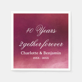 水彩ルビー結婚40周年 スタンダードカクテルナプキン