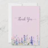 水彩ルピネカラフルフラワーベビーシャワー サンキューカード (裏面)