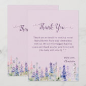 水彩ルピネカラフルフラワーベビーシャワー サンキューカード (正面/裏面)