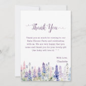 水彩ルピネカラフルフラワーベビーシャワー サンキューカード (正面)