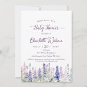 水彩ルピネカラフルフラワーベビーシャワー 招待状 (正面)