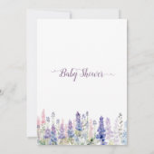 水彩ルピネカラフルフラワーベビーシャワー 招待状 (裏面)