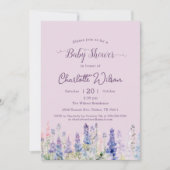 水彩ルピネカラフルフラワーベビーシャワー 招待状 (正面)