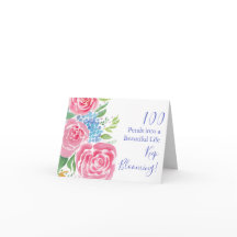 水彩ルーズバラ&アジサイ100誕生日